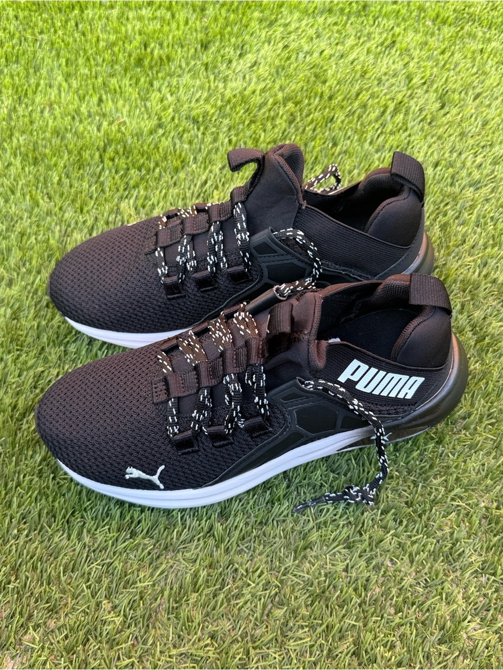 Puma Enzo 2 Black White Mesh Sock Knit Running Training Sneakers Size 7